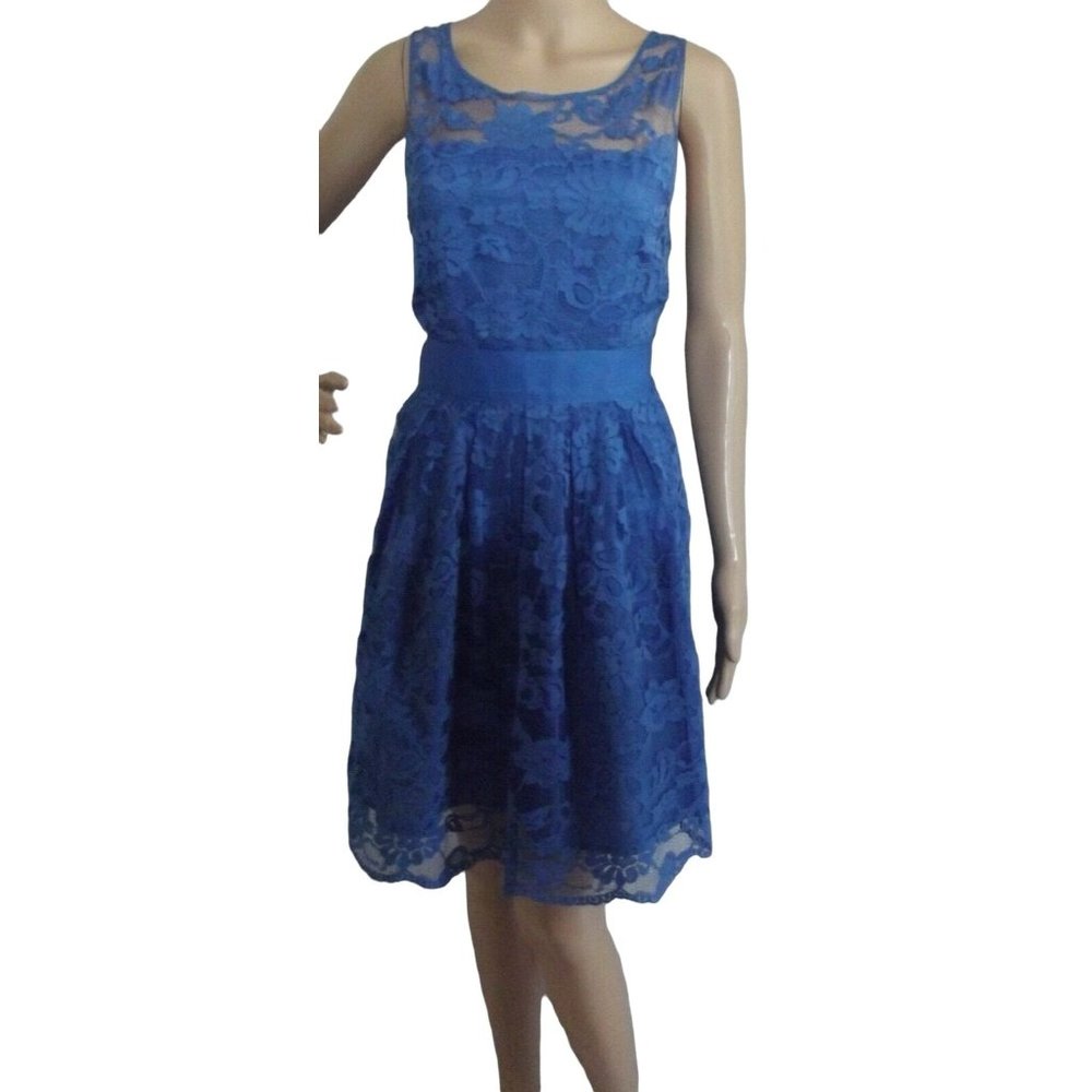 BB Dakota 12 Royal Blue Sleeveless Lace Sheath Dress m party formal pretty l